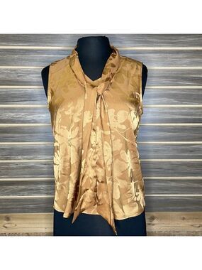 Calvin Klein Petite Peach Tie Neck Blouse PS